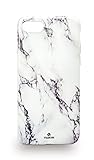 iPhone 7 case Slim Marble, Vimboss Flexible Soft TPU cover with Fabulous Glossy Pattern (White Marble)
