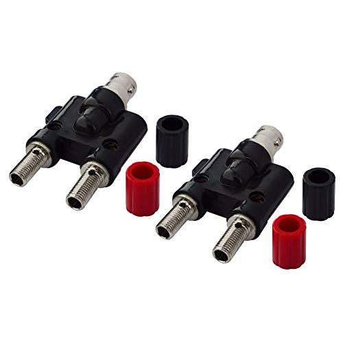 BNC Female to Dual Banana Female Socket Binding Post RF Coax Splitter Adapter Connector Pack of 2 - Thumbnail 3