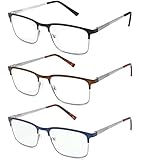3 Pack Fashion Metal Full Frame Reading Glasses for