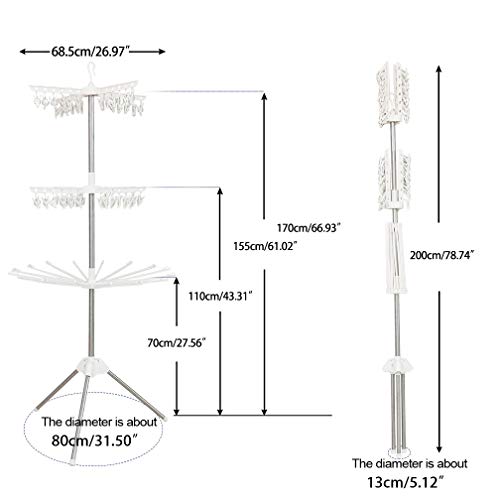Hershii 3 Tiers Collapsible Clothes Drying Rack Folding Tripod Laundry