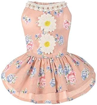 Amazon 春夏犬服 ワンピース 小型犬 中型犬 犬の服 ダックス用 コスプレ おしゃれ 人気 花柄 姫服 M オレンジ Sehoo ドレス ワンピース 通販