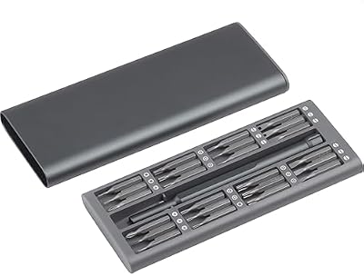 Set di punte per meccanici, 69 x 170 x 17 mm, 48 pezzi, elegante custodia in alluminio, set di riparazione per smartphone, PC, orologi, occhiali, ecc