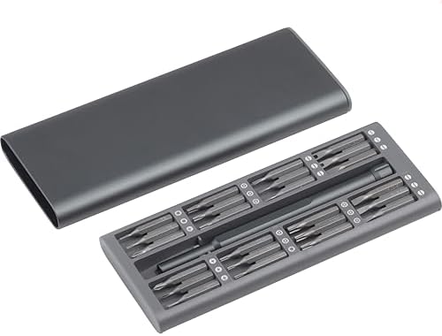 Set di punte per meccanici, 69 x 170 x 17 mm, 48 pezzi, elegante custodia in alluminio, set di riparazione per smartphone, PC, orologi, occhiali, ecc