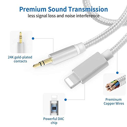 Aux Cord Compatible with iPhone X / 8/8 Plus/ 7/7 Plus/XS Max/XR,3.5mm Male Stereo Audio Cable Car Aux Cable Supports iOS 11 or Later for Car/Home Stereo or Headphones