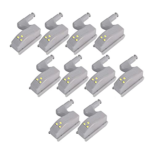 GDWD Cabinet Hinge LED Sensor Light,10pcs LED Hinge Light for Kitchen Cupboard, Wardrobe, Living Room Closet (Cool White)