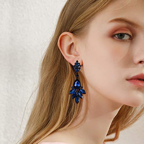 EVER FAITH Women's Dangle Earrings Water Drop Shape Rhinestone Crystal Wedding Drop Earrings
