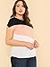 Romwe Women's Color Block Blouse Short Sleeve Casual Slim Tee Shirts Tunic Tops Pink XL