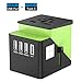 Universal Travel Adapter, International Power Adapter with 4 USB,European Adapter for UK,US,AU,CA,India 150+ Countries,All in One Travel Plug Adapter Europe (Green New)