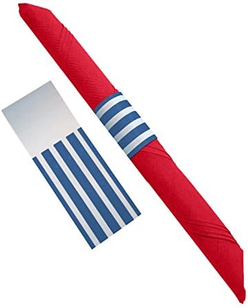 Self-Adhesive Paper Napkin Rings and Red Party Napkins in Red White and Blue Custom Design to Complement any Table Decor and Party Theme 40 of each by The French Concept