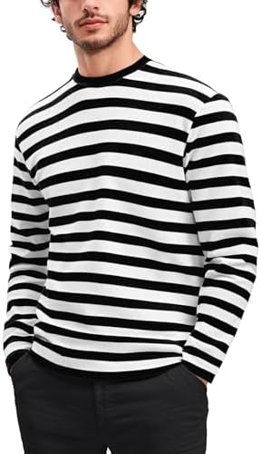 ZVX Striped Long Sleeve Shirt for Men Classic Comfort Spring Shirt