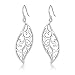 Highly Polished Sterling Silver Filigree Fluttering Leaves Design Dangle Drop Earrings