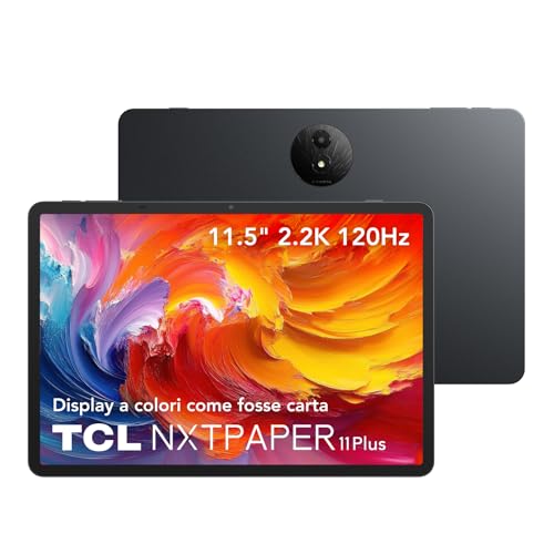 TCL NXTPAPER 11 Plus Tablet, Display NXTPAPER 4.0 da 11,5" 2.2K, AI Integrata, 256GB ROM, Espansione RAM 8GB + 8GB, Batteria da 8000mAh, Ricarica Rapida, Android 15, Grigio Scuro