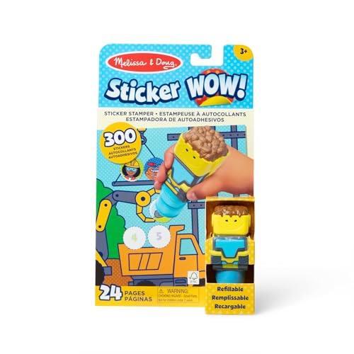 Melissa & Doug Sticker Wow!™ 24-Page Activity Pad and Sticker Stamper, 300 Stickers, Arts and Crafts Fidget Toy Collectible Character – Bulldozer - for Kids Ages 3+ - FSC Certified