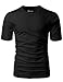H2H Mens Cozy & Wearable V-neck Basic Cotton Blended T-shirts BLACK US XS/Asia S (CMTTS0197)