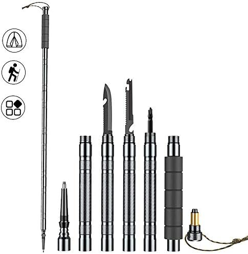 Gukaynol Outdoor Trekking Hiking Poles Collapsible-Lightweight Adjustable Shockproof Aluminum Multi Purpose Hiking Pole for Outdoor Survival, Hiking or Mountaineering Backpack