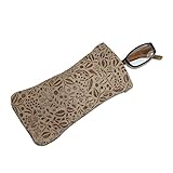CTM Women's Leather Floral Print Eyeglass Holder and Case