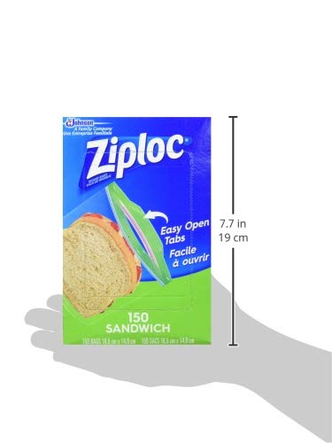 ZIPLOC SANDWICH AND SNACK BAGS WITH EASYGUIDE TEXTURE, PLASTIC STORAGE BAGS WITH GRIP ‘N SEAL TECHNOLOGY, 150 BAGS TOTAL