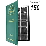 CenterZ 150 Pockets Coin Album, Penny Collecting Book, Souvenir Coins Collection Holder, Ideal for Pressed Pennies Passport, Hobby Coin Collector, Money Specie Display Storage Case (Green)