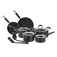 Amazon Basics Hard Anodized Non-Stick 12-Piece Cookware Set, Black - Pots, Pans and Utensils Amazon Basics Hard Anodized Non-Stick 12-Piece Cookware Set, Black - Pots, Pans and Utensils