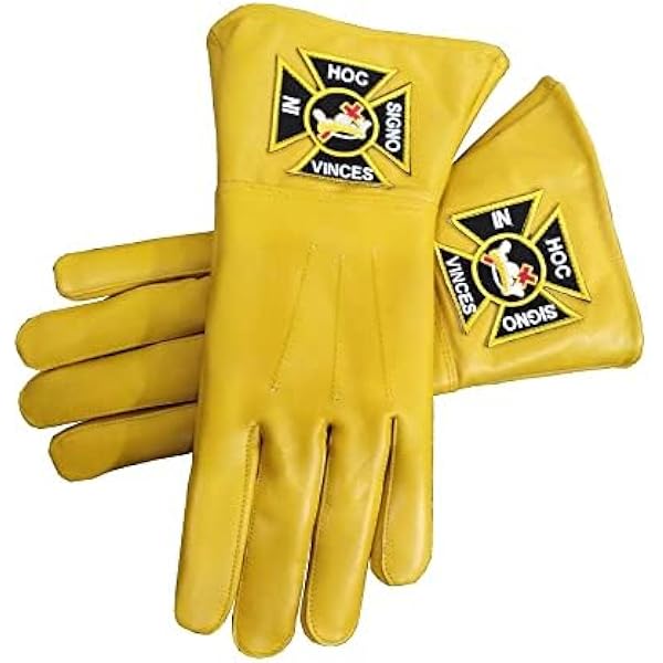 Masonic Knight Of Malta Formal Black Leather Gauntlets - Soft Leather Gloves (Style MC040) 8 thumbnail image