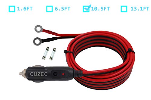 CUZEC Heavy-Duty 15A Male Plug Cigarette Lighter Adapter Power Supply Cord with 10.5ft / 3.2m 16 AWG Cable Wire for Car Inverter Air Pump Electric Cup and DIY (10.5FT Long) - Thumbnail 4