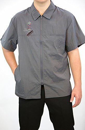 CHARLENE® Classic Barber Jacket with Collar and Barber Pole Logo