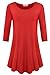 JollieLovin Womens 3/4 Sleeve Loose Fit Swing Tunic Tops Basic T Shirt(3X,Red)