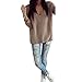 Sarin Mathews Womens Casual Hollow Knit Vneck Blouse Pullover Loose Tops Sweater Khaki L