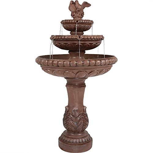 Sunnydaze Three-Tier Dove Pair Outdoor Garden Water Fountain, 43 Inch Tall