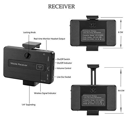 FULAIM 4-CHAN UHF Wireless Lavalier Microphone System w/Real-time Audio Monitor for iPhone Android Smartphones DSLR Camera, Professional Video Recording Mic System for Interview Youtube Vlog (MX10) - Thumbnail 3