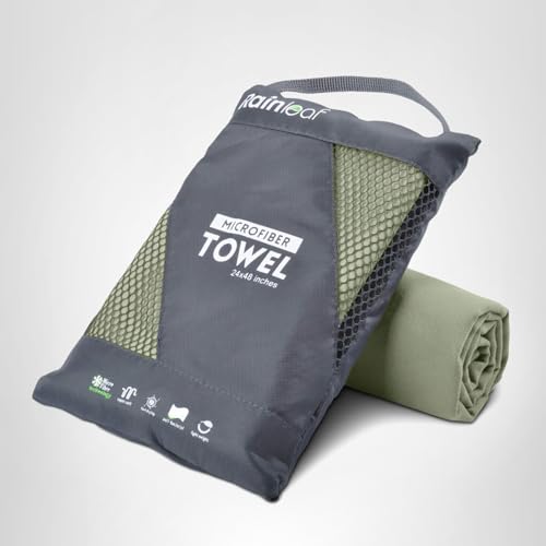 Rainleaf Microfiber Towel Perfect Travel & Gym & Camping Towel. Quick Dry - Super Absorbent - Ultra Compact - Lightweight. Suitable for Trip, Beach, Shower, Backpacking, Pool