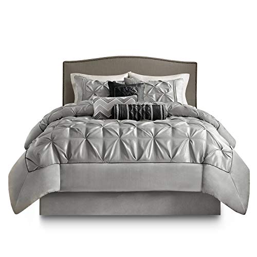 Madison Park Mp10 1328 Laurel 7 Piece Comforter Set Queen Grey