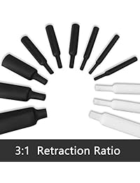 Juego de tubos termorretráctiles de 3 a 1, doble pared adhesiva termorretráctil, para cable de carga de auriculares, cable de datos, reparación de cables (negro, blanco) (nueva versión 2018)