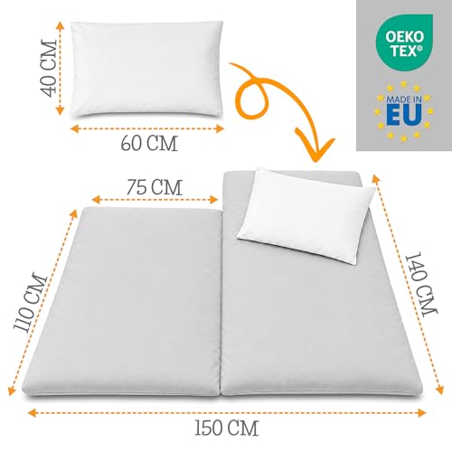 Children's Sleeping Bag with Cushion and Zip for Babies from 3 to 7 Years – Inner Sleeping Bag for Nursery, Oeko-Tex
