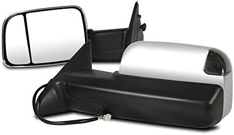 UDIT 2009-2017 Ram 1500 2500 3500 Left Right Power Chrome Towing Mirror Glass Heated Smoked LED Signal Courtesy Lamp