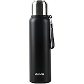 GOOFIT Insulated Water Bottle with Carrying Strap, Metal Stainless Steel Kids Water Bottle, Double-Walled Vacuum Thickened Design BPA-Free, Fits in Travel and Sports,27Oz Black
