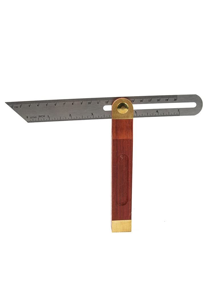 Tooloflife Adjustable 20CM/7.87in Stainless Steel & Wood Bevel Gauge - Angle Finder & Depth Gauge - 27CM/10.62in Ruler - Assembled