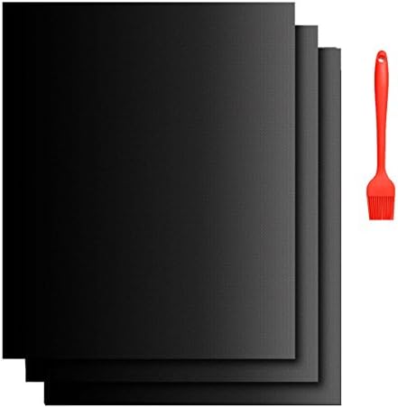 Grill Mat,Set of 5 BBQ Grill Mat No-Stick Baking Mat &amp; Cookie Sheet Barbecue Utensil for Gas,Reusable and Easy to Clean