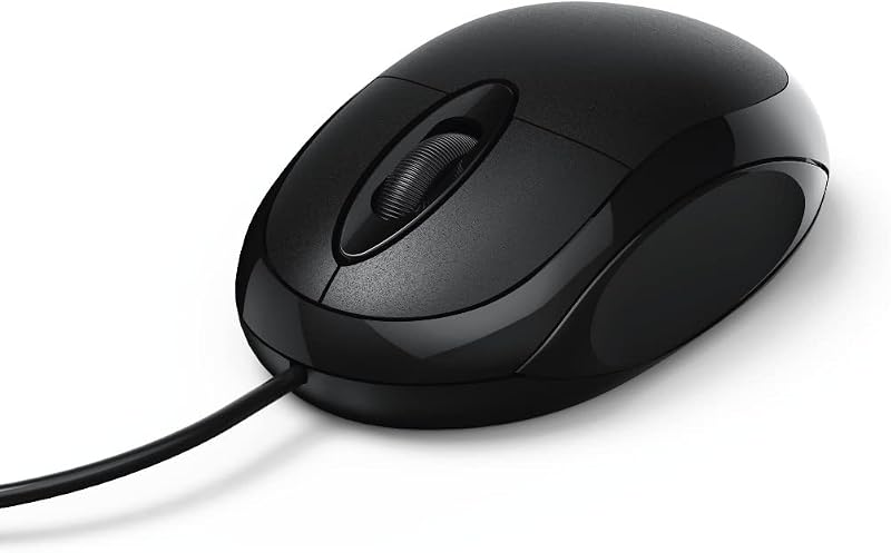 Mouse óptico hama com conexão usb, para canhotos e destros, cabo de 1,30 m, mouse mc-100 com cabo preto, cor preta