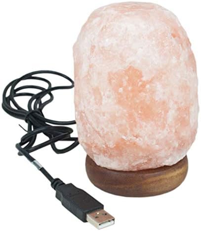 Natural Pink Himalayan Crystal Rock USB Salt Lamp 100% Authentic Finest Quality Crystals with CE Certified Standard Electric Plug and Bulb (Pack of 1, 500 Gr Lamp)