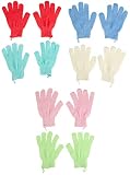 Exfoliating Gloves - 6-Pair Textured Bath Gloves for Exfoliation, Dead Skin Cell Remover with Hanging Loop, 6 Colors, Shower, Beauty Spa, Massage, Body Scrub Skin Treatment, 6 x 7.3 Inches