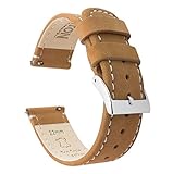 Barton Quick Release Top Grain Leather Watch Band Strap - Choose Color & Width (18mm, 20mm Or 22mm) - Gingerbread/Linen 22mm