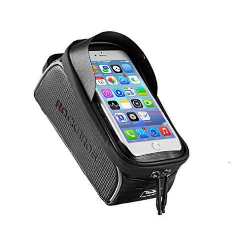 PRINTEMPS Bike Phone Mount Bag, Bicycle Frame Bike Handlebar Bags with Waterproof Touch Screen Phone, Cell Phone Below 6.0 Inch with Sun Visor