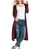 Meaneor Womans Long Sleeve Waterfall Open Front Maxi Cardigan w/ Hoodies