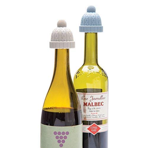 Beanie Cap Decorative Silicone Bottle Stopper in a gift box, Set of Two, Novelty Cork Replacement, Beverage and wine Keeper, champagne bottle stoppers by Monkey Business (See Color Options) - Thumbnail 3