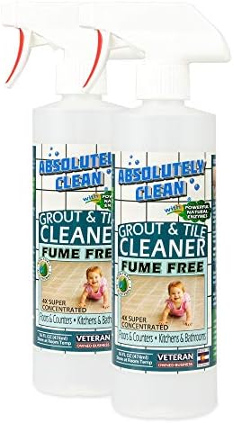 FAST GROUT CLEANER! - Professional Strength, Natural Enzyme Formula - Fast Acting, Fume Free - USA Made (16oz 2 Pack Cleans Up To 500 sq ft)