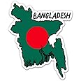 Squiddy Bangladesh Map with Flag - Vinyl Sticker for Car, Laptop, Notebook - 5"