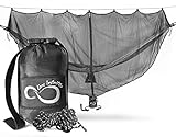 Lightweight Hammock Bug Net by Live Infinitely – 11’Long by 5’ Wide- Perfect Mosquito Net To Keeps Out Noseeums, Mosquitos & All Bugs –Universal Fit For All Camping Hammocks- X-L Attached Gear Pouch