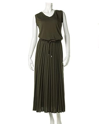 Amazon イング Ingni T Rプリーツマキシ ワンピース カーキ M