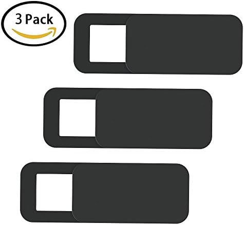 WeThinkeer T10 Laptop Camera Cover [3 Pack], 0.03 inches Super Slim Slide Webcam Cover for Computer, iMac, Macbook Pro, Cell Phone, Web Cam Security Cover Protect Your Privacy, Camera Blocker - Black